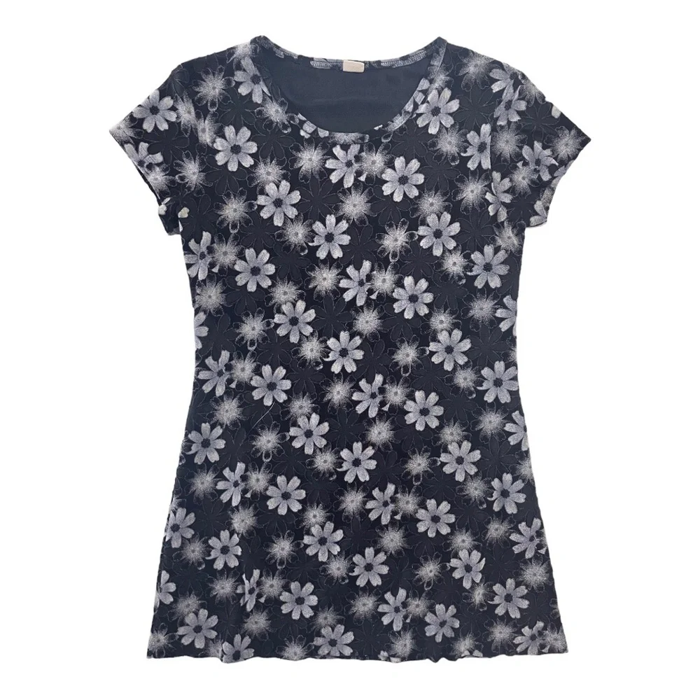 90s Burnout Daisy Print Mini Dress - Picture 3 of 7